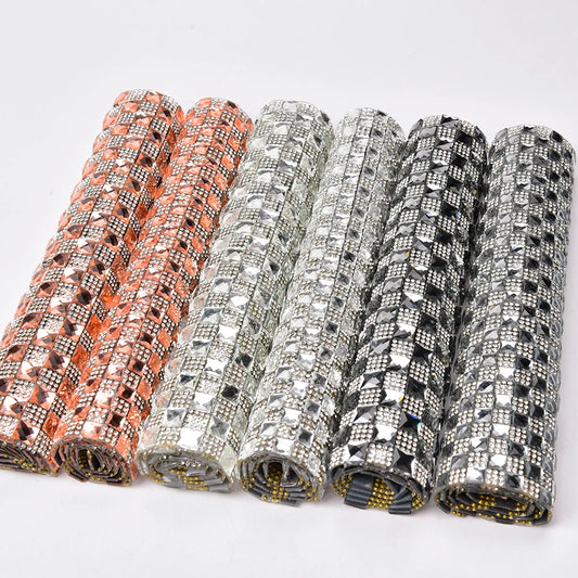 Sheet of square rhinestone tiles self-adhesive / Hot fix