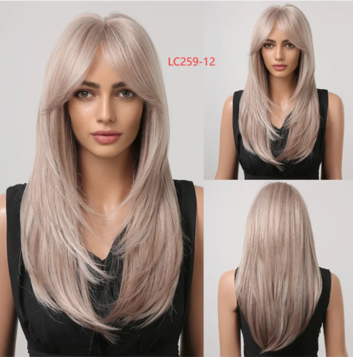 Wig with straight medium-length hair
