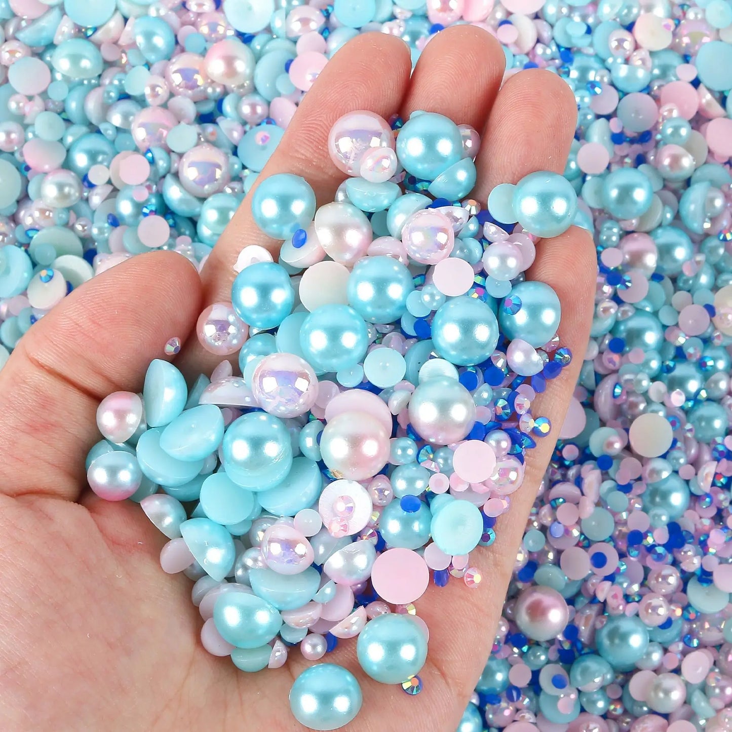 Halv runda pearl imitation mix pärlor
