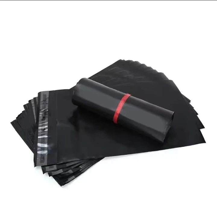 50pcs black shipping bags in various sizes