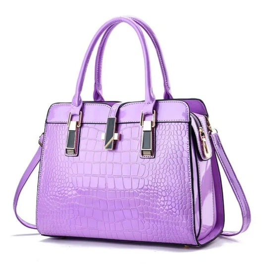 Stor lyxig handväska krokodil mönster