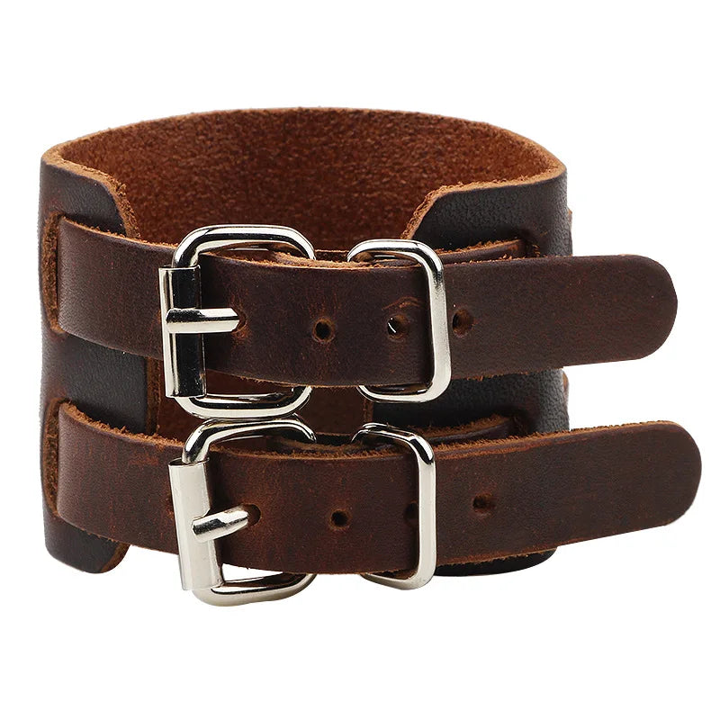 Goth punk leather bracelet with rivets buckle in different colors
