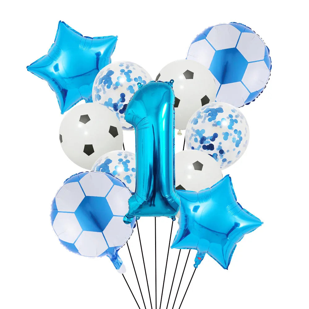 Ballong set med siffra och fotbolls motiv