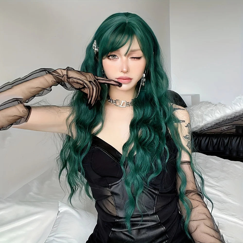Wig with long wavy hair in 24 different color choices