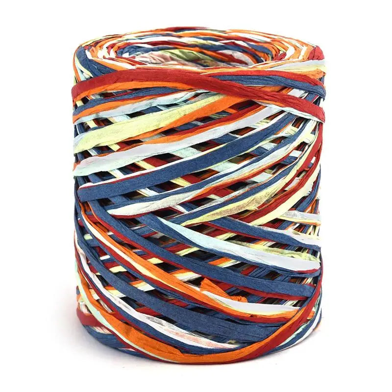 100M natural raffia paper yarn mixed colors