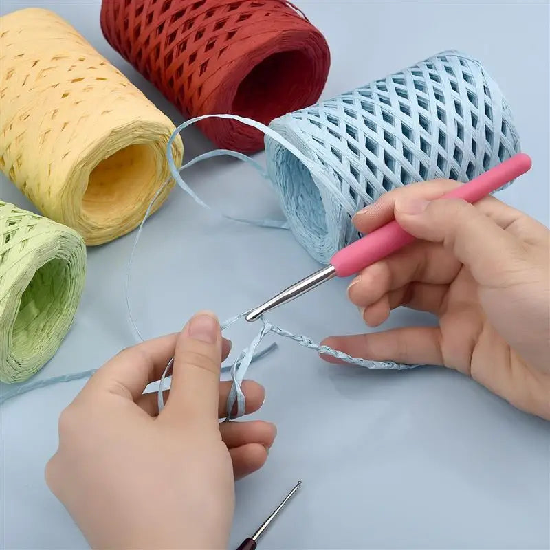 100M natural raffia paper yarn mixed colors