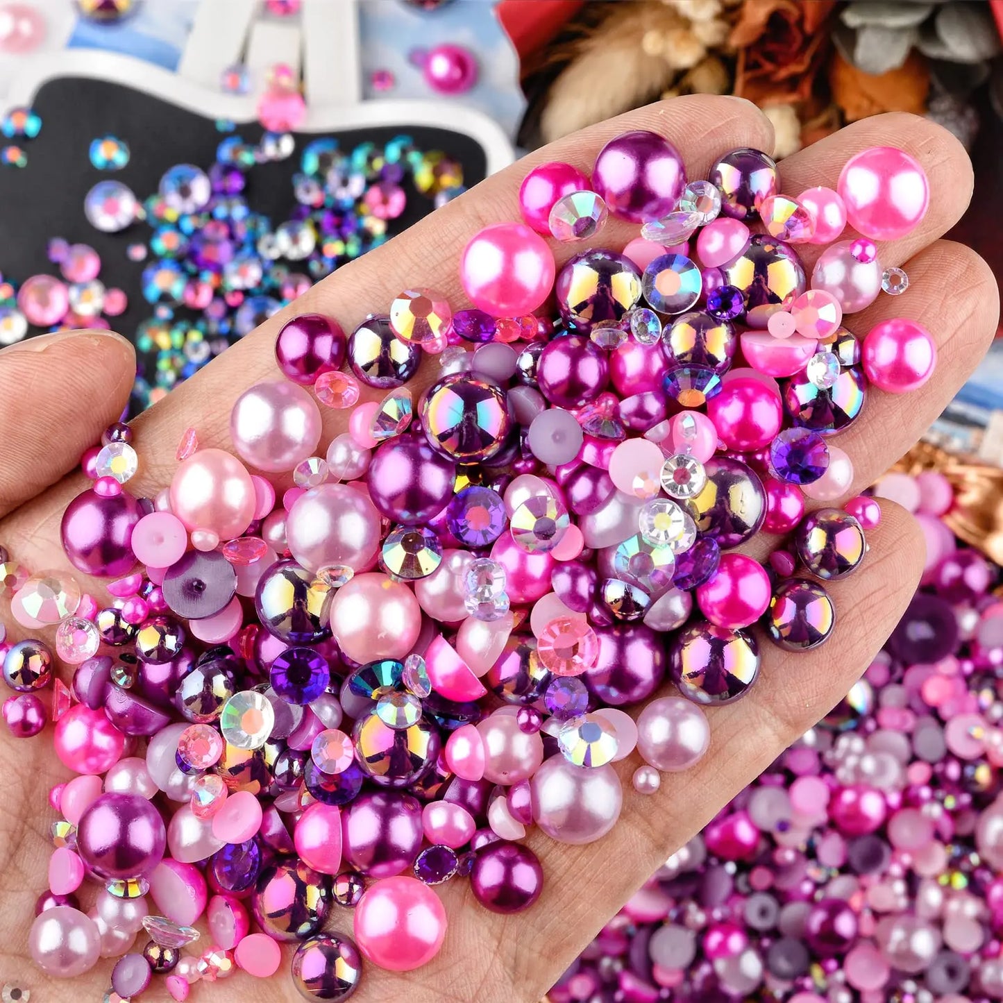 Halv runda pearl imitation mix pärlor