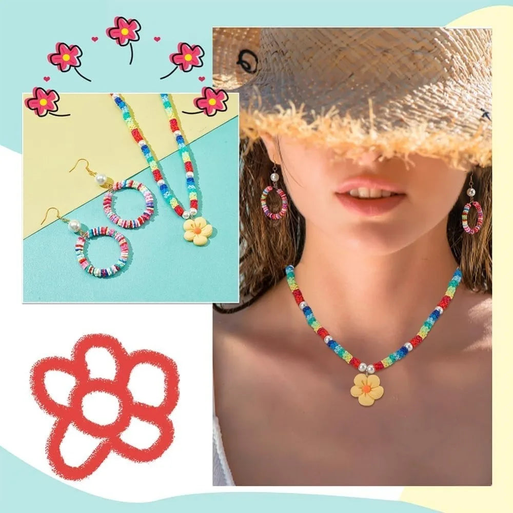 Large pack Heishi beads flower shaped mix color