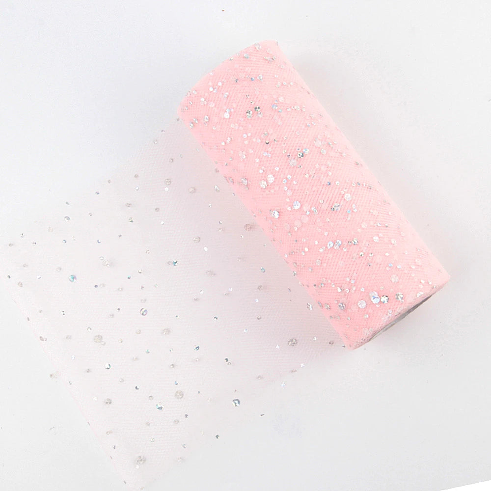 Tulle fabric with glitter sequins