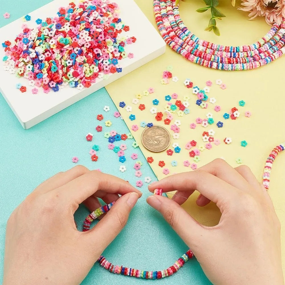 Large pack Heishi beads flower shaped mix color