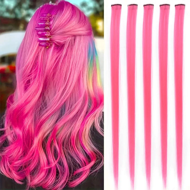 Hair extensions färgade slingor