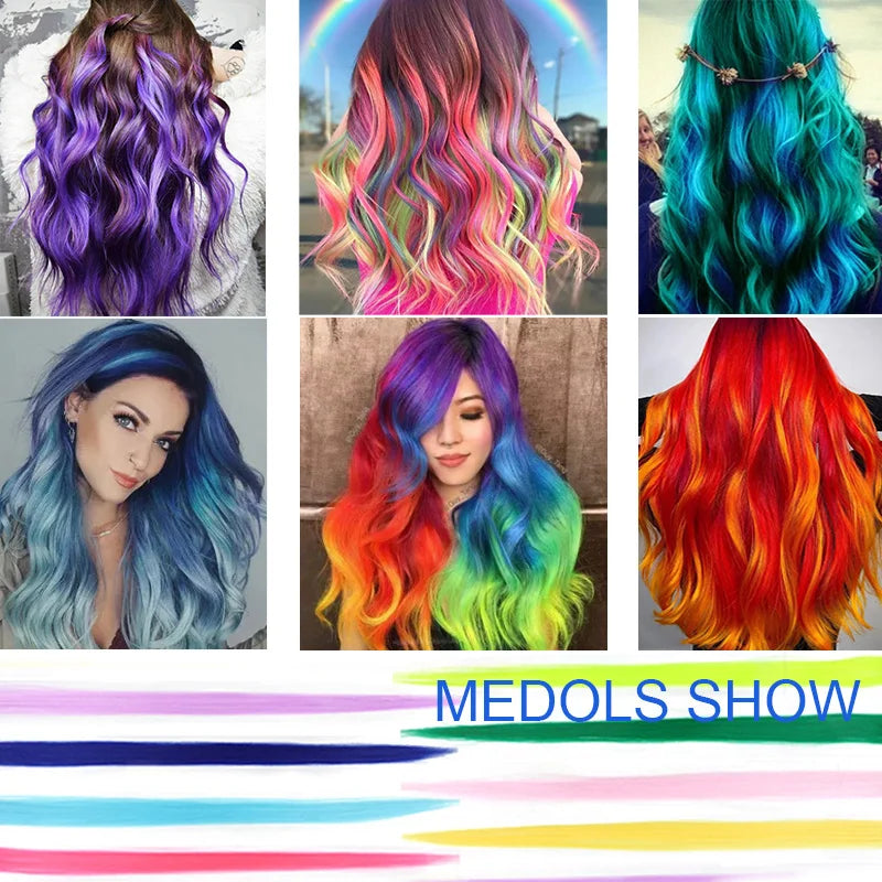 Hair extensions färgade slingor