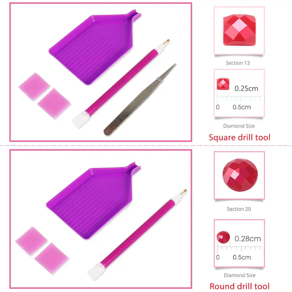 Diamant målning med rosa bil