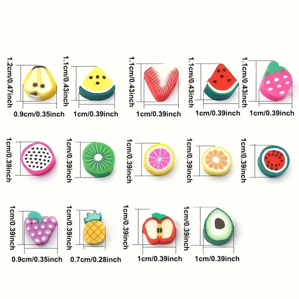 Beads polymer clay Fruits Flowers Hearts