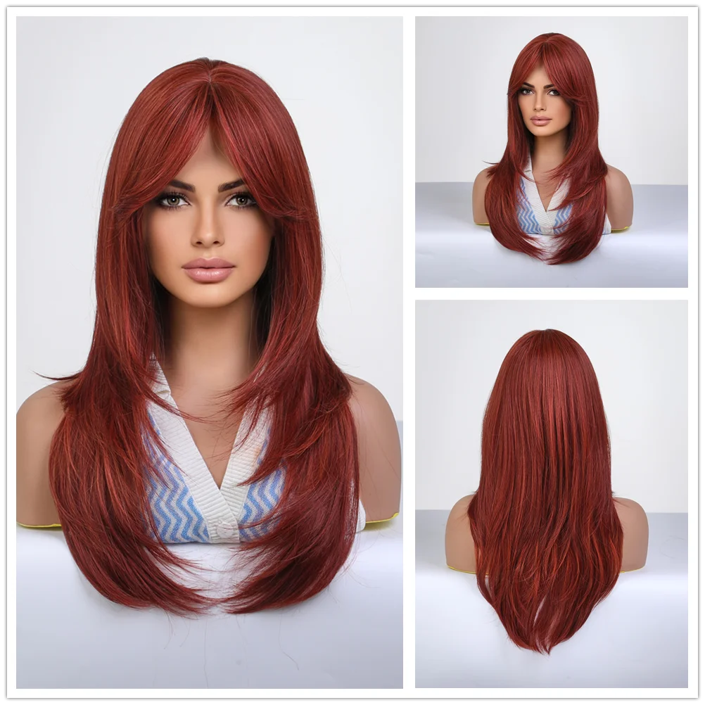 Wig with straight medium-length hair