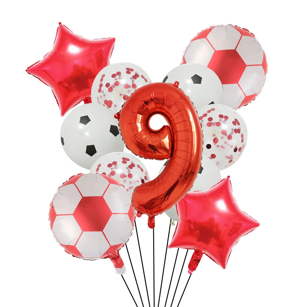 Ballong set med siffra och fotbolls motiv