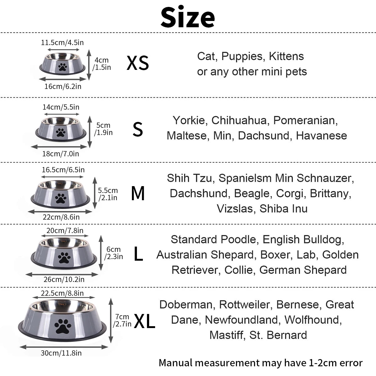 Stainless steel dog food bowls with paws