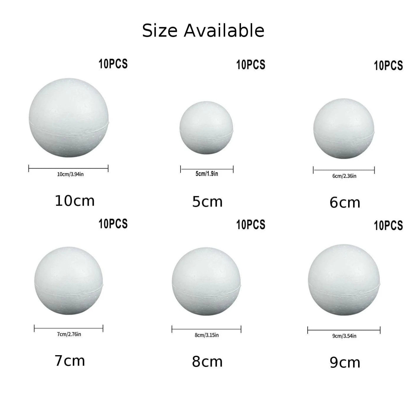 10-pack of white Styrofoam balls