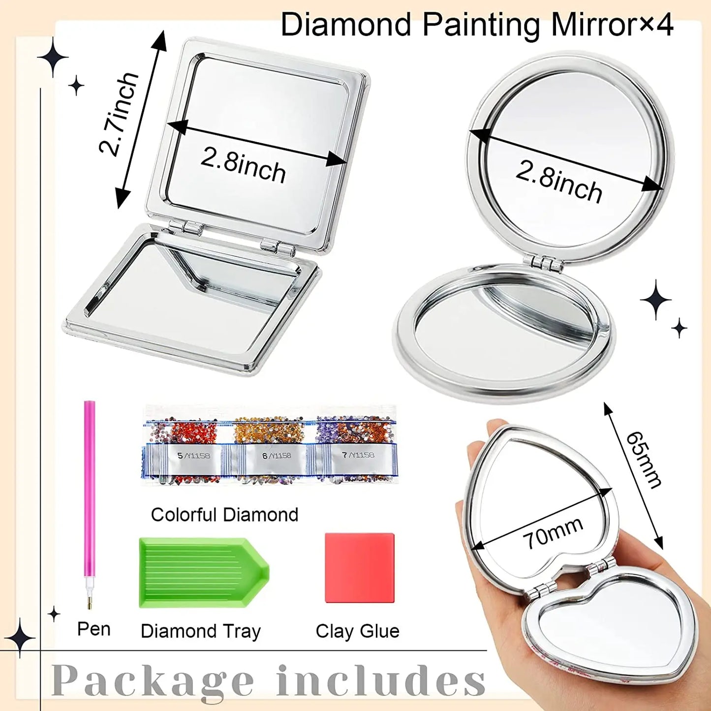Diamantmålning spegel fodral