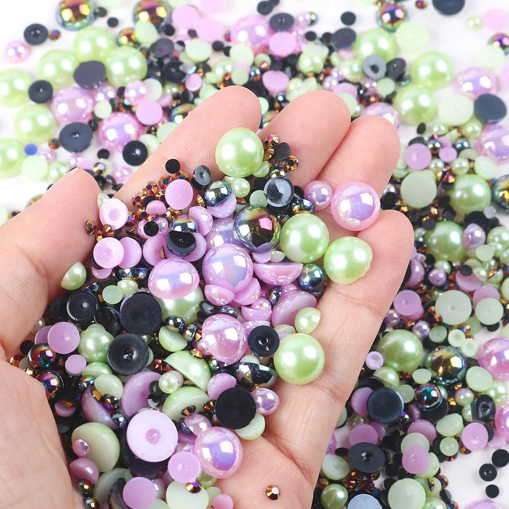Halv runda pearl imitation mix pärlor