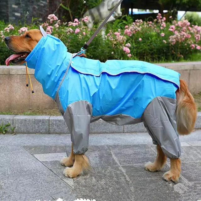 Regn jacka med ben för stor hund