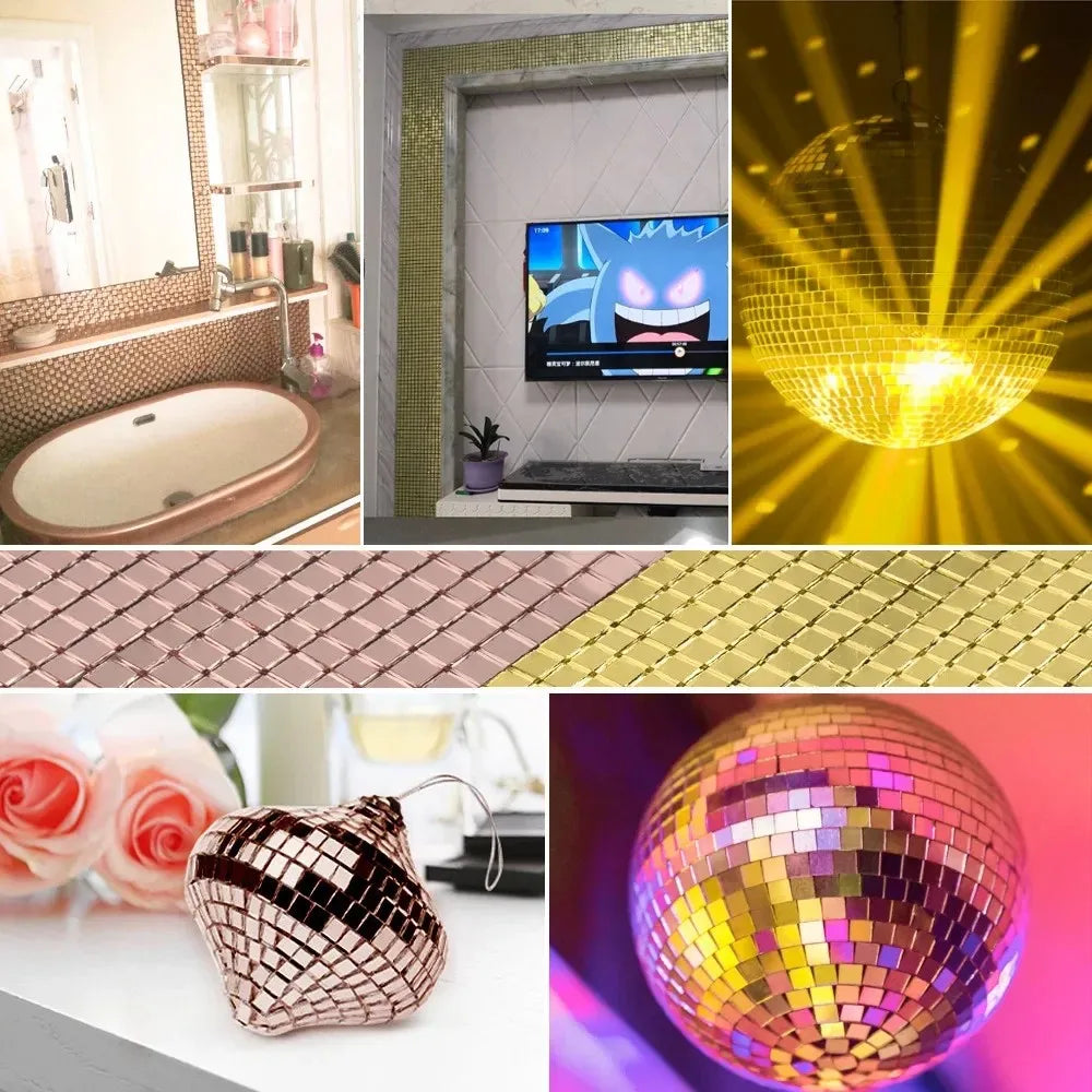 Glass mirror mosaic self-adhesive