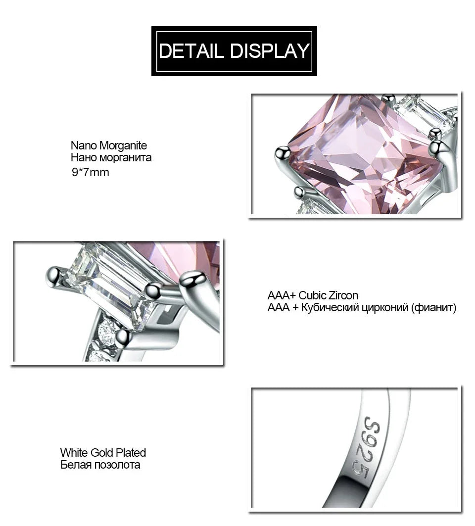 Exklusiv ring äkta silver med rosa ädelsten Morganite