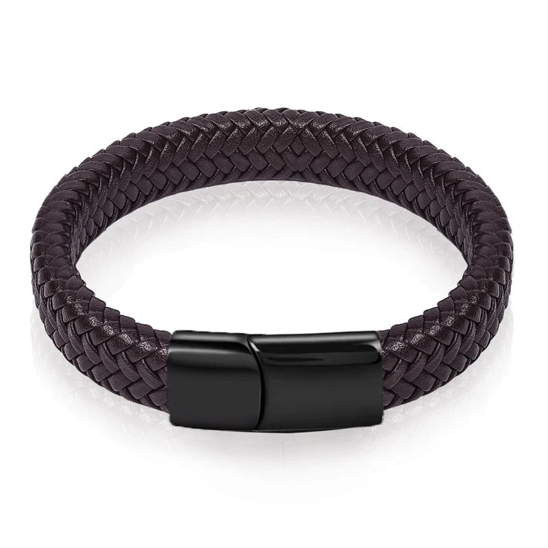 Armband vit flätad läder