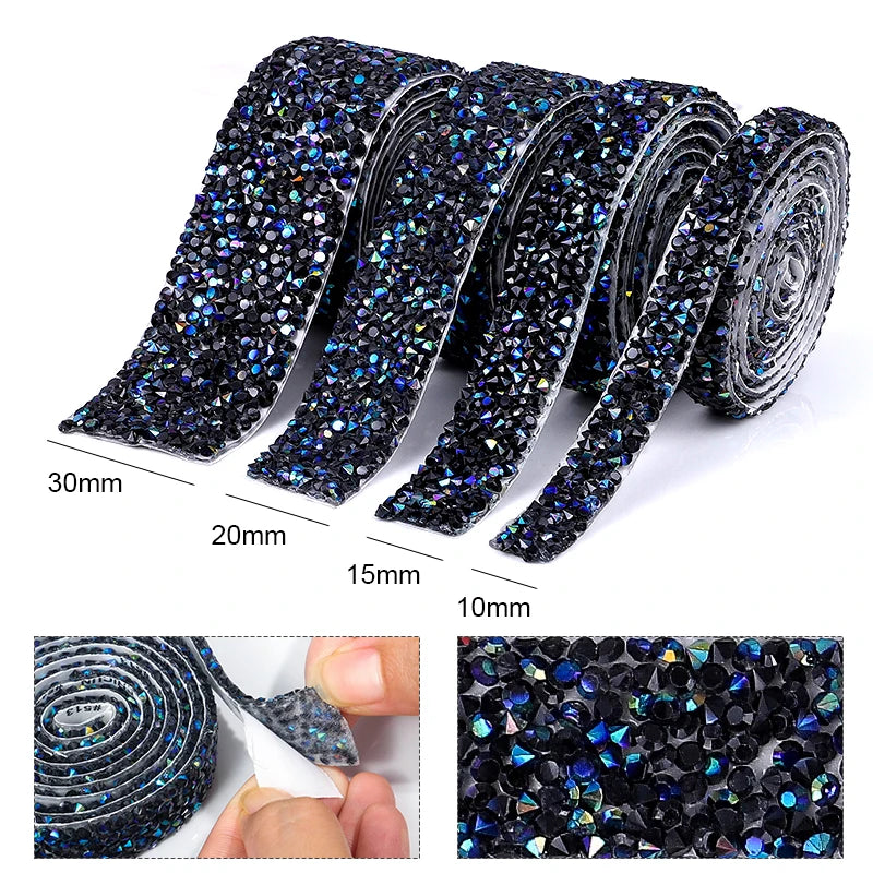 Svart metallic strass tejp