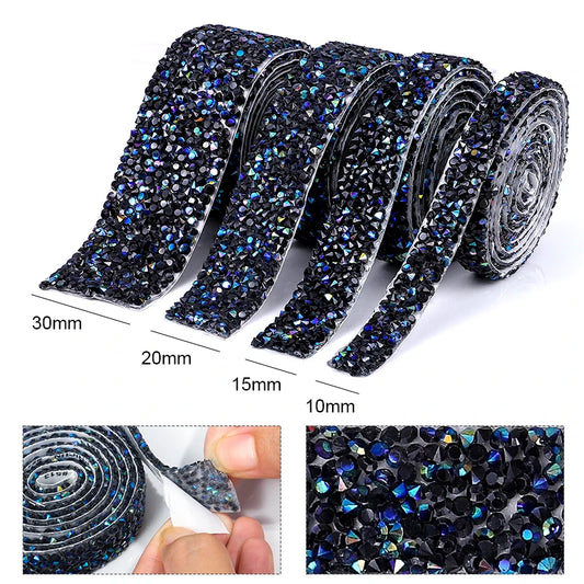 Svart metallic strass tejp