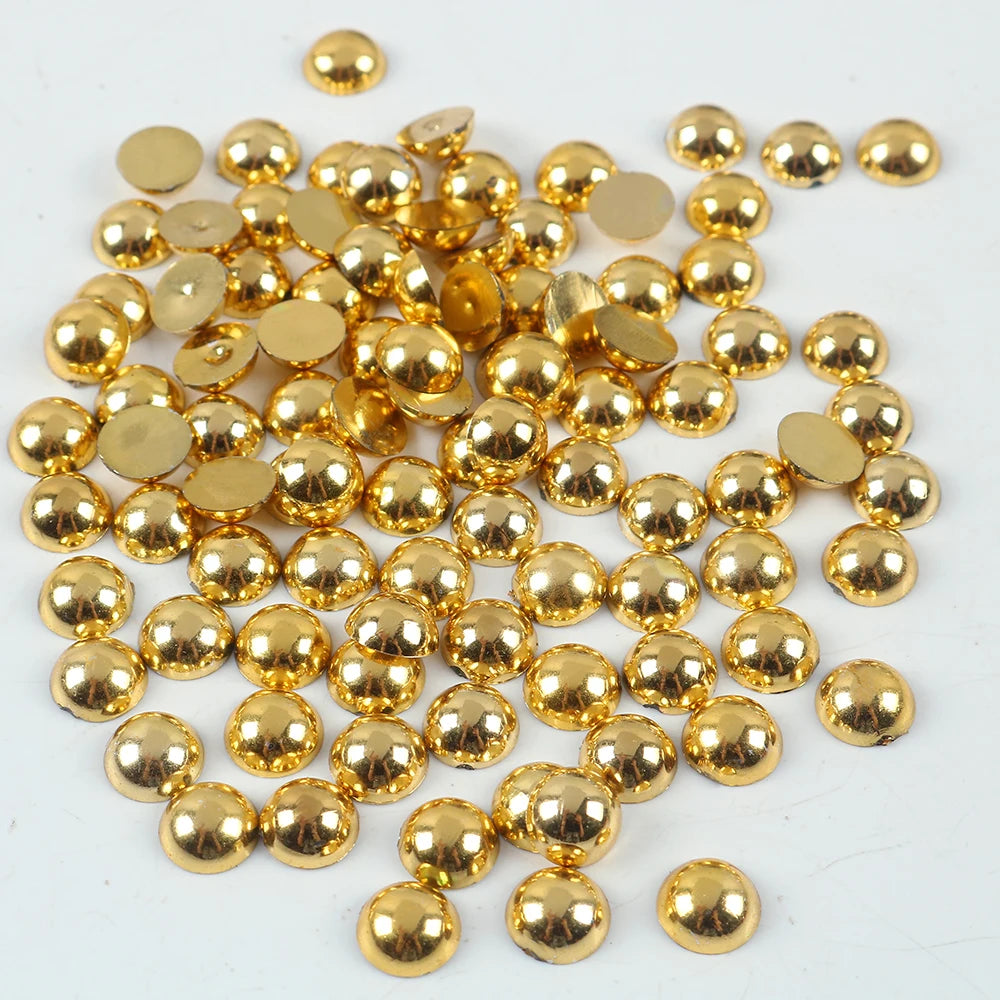 Halvrunda pärlor Guld färg