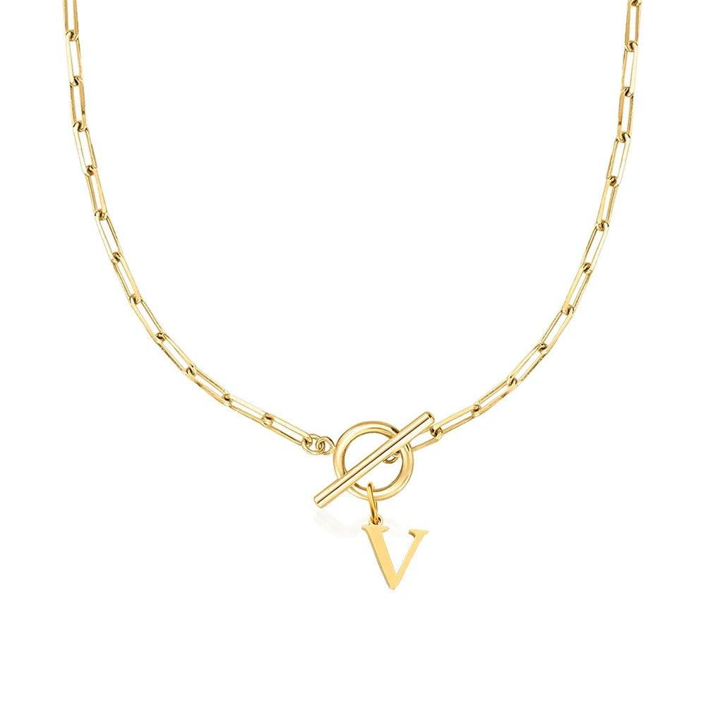 Halsband paper clip kedja och bokstav