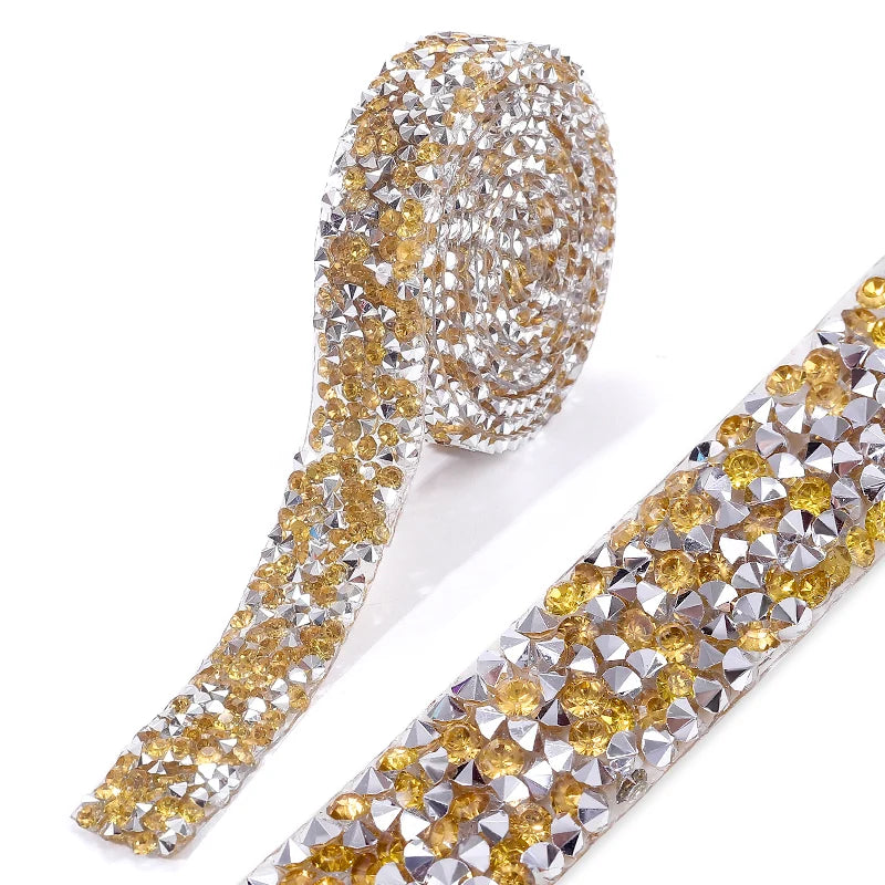 Rhinestone ribbon Hot fix