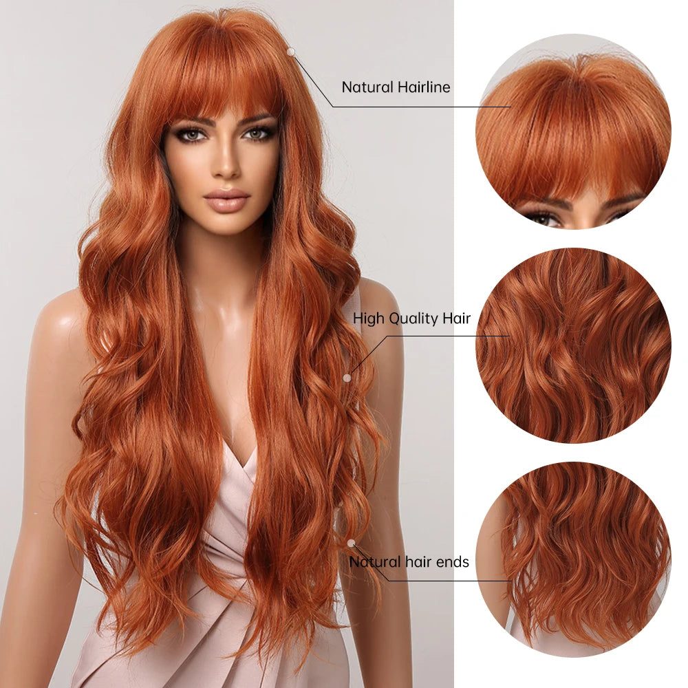 Wig with long hair bangs and big curls