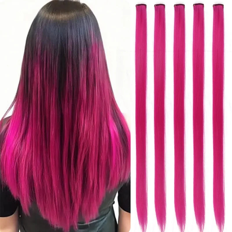 Hair extensions färgade slingor