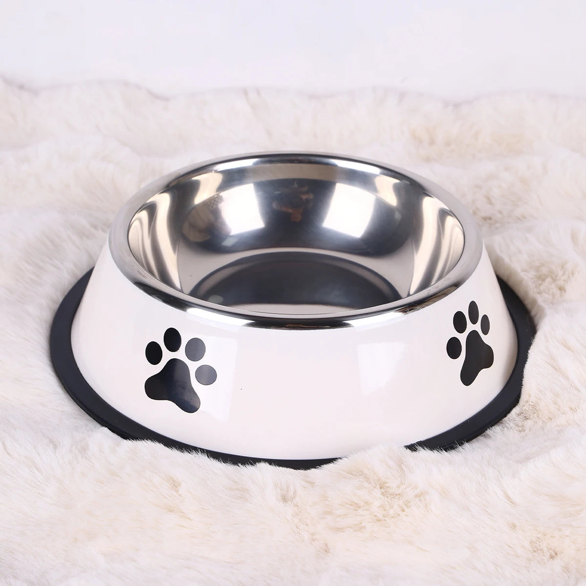 Stainless steel dog food bowls with paws