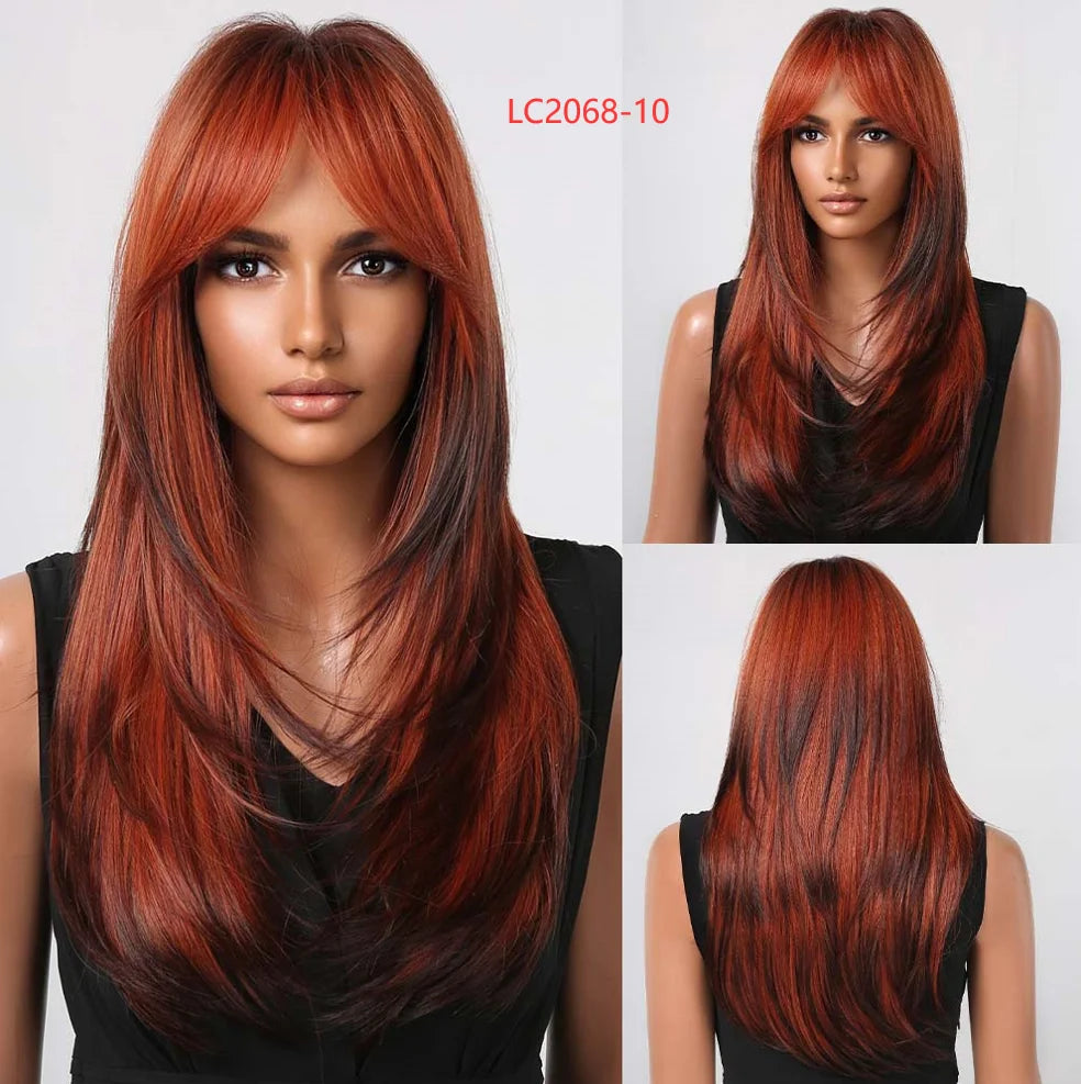 Wig with straight medium-length hair