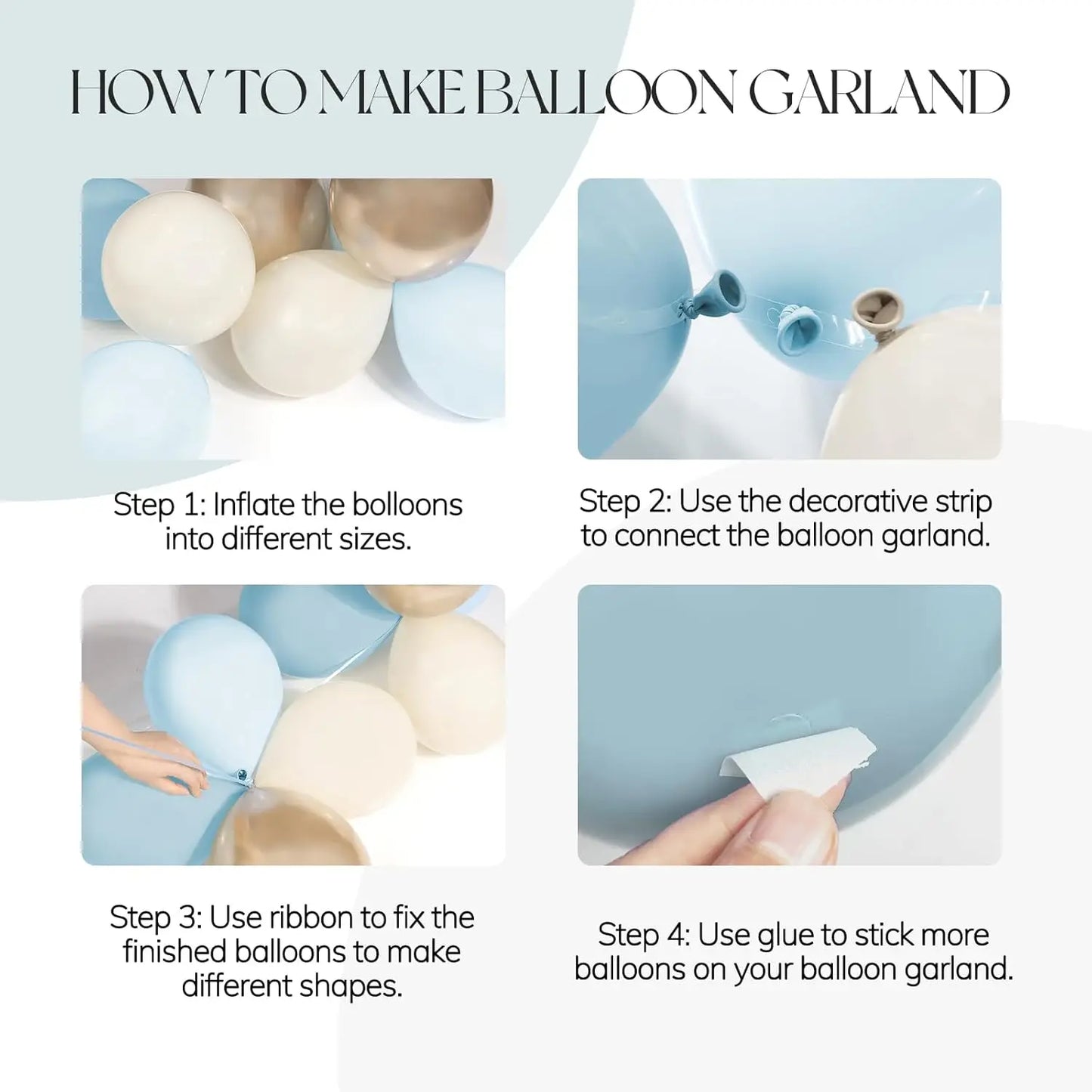 Ballong paket 136st i Blå vit och ivory
