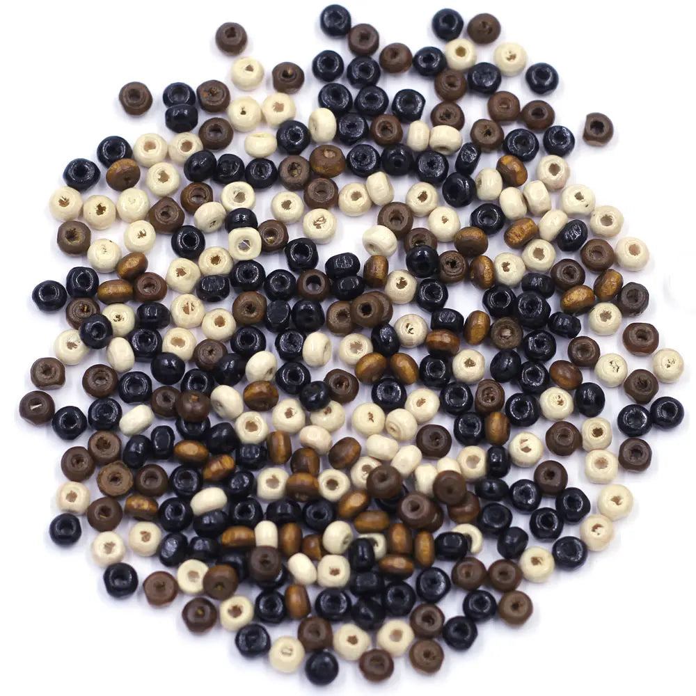 Mini trä pärlor i olika färger 4mm