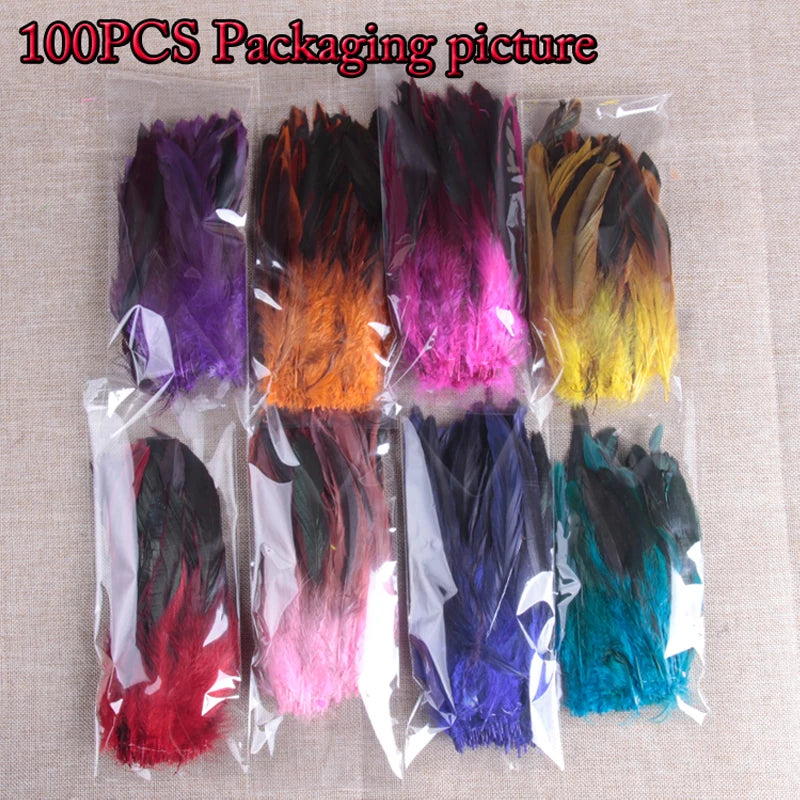100pcs Two colored rooster feathers