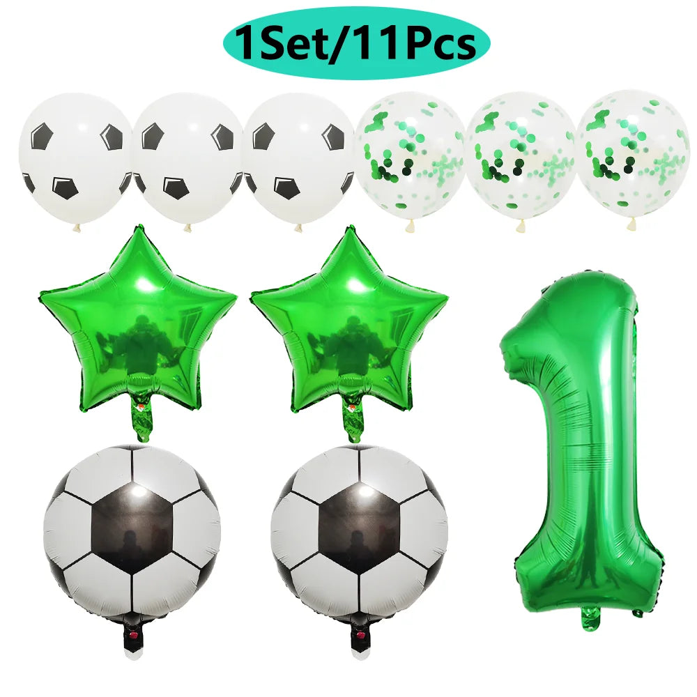 Ballong set med siffra och fotbolls motiv