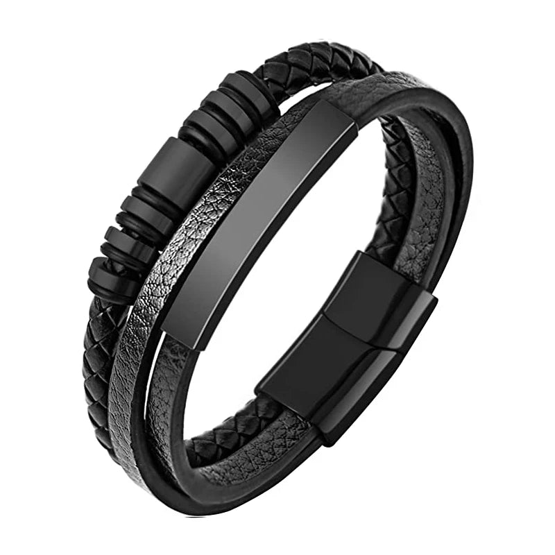 Armband svart läder med guld detaljer