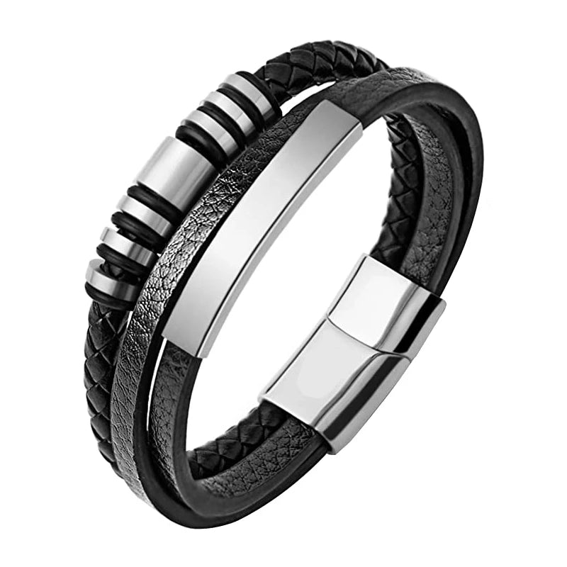Armband svart läder med guld detaljer