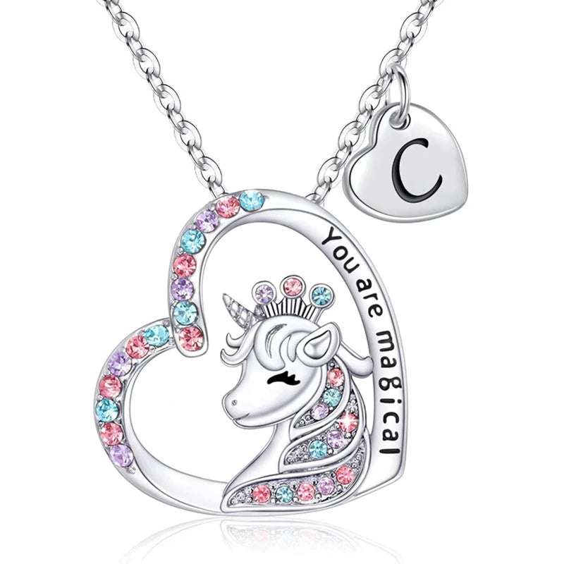 Halsband barn hjärta med unicorn