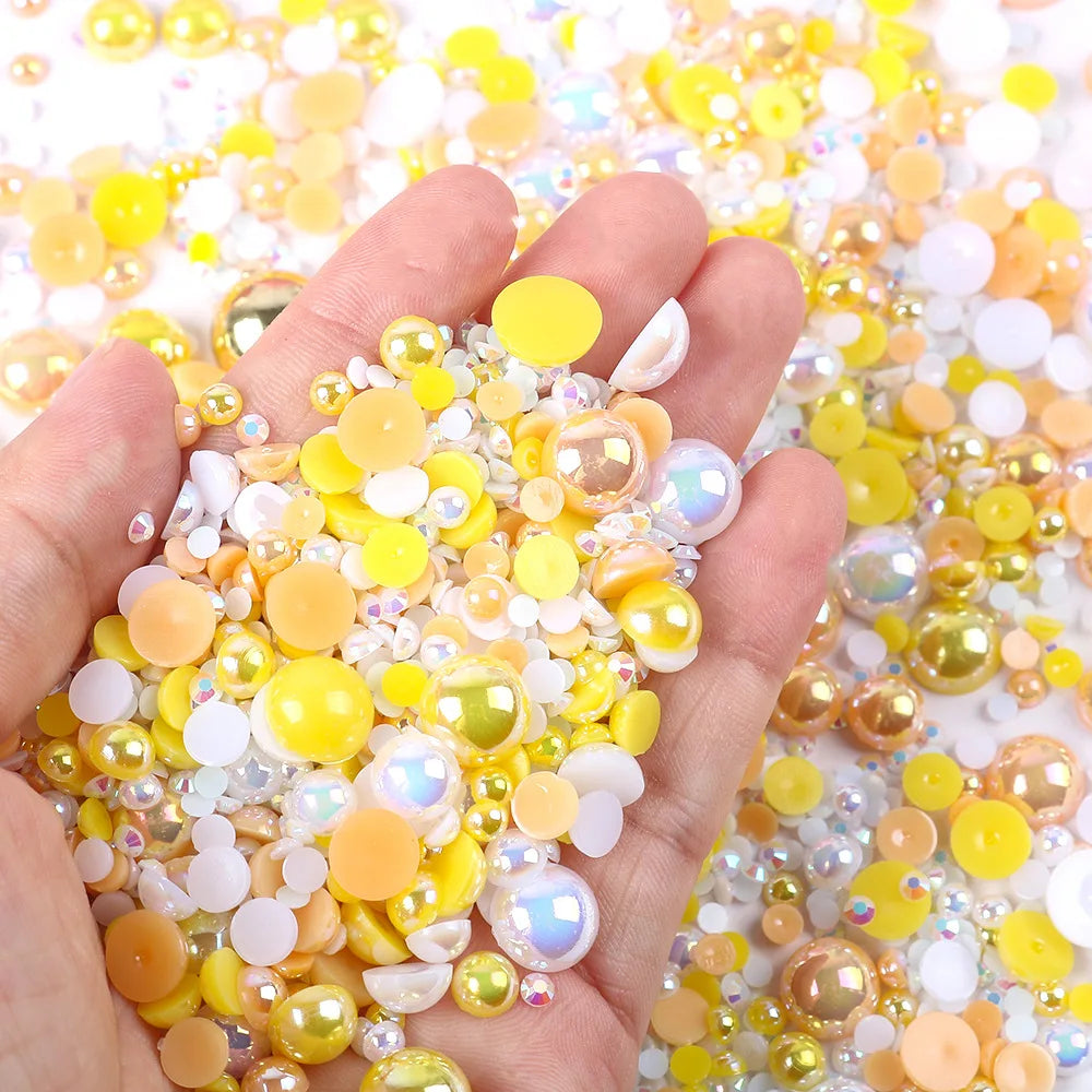 Halv runda pearl imitation mix pärlor