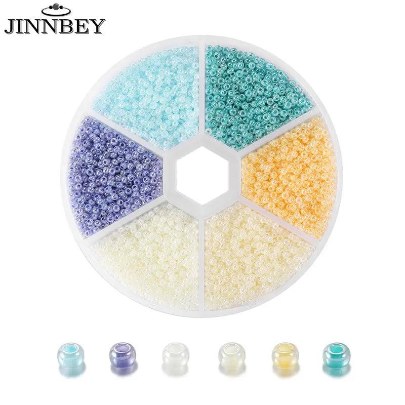 Bead boxes with seed beads in bright colors