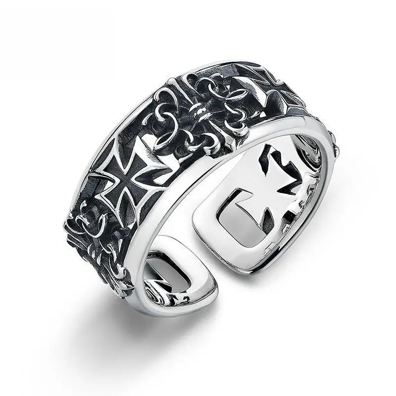 Ring för men silver med kors