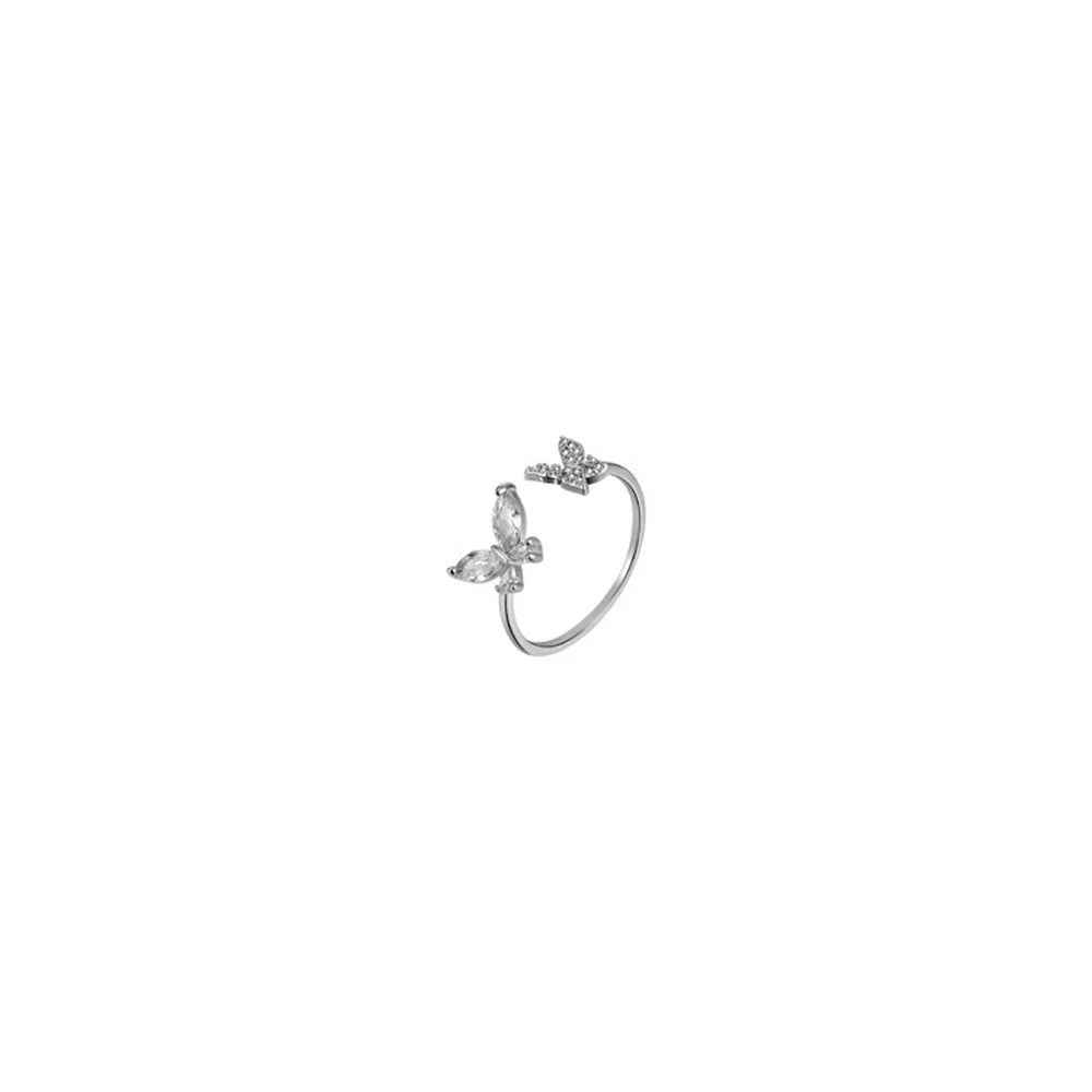 öppen ring med fjärilar platinum
