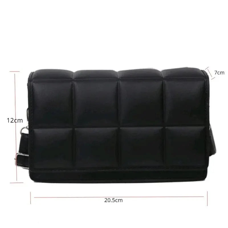 Fashion designer shoulder strap bag with square pattern