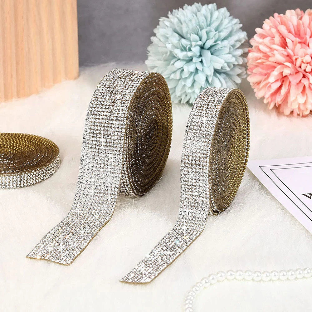 Rhinestone tape Silver Multicolor